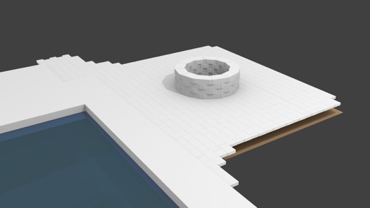 Gas fire pit and paver 3D rendering