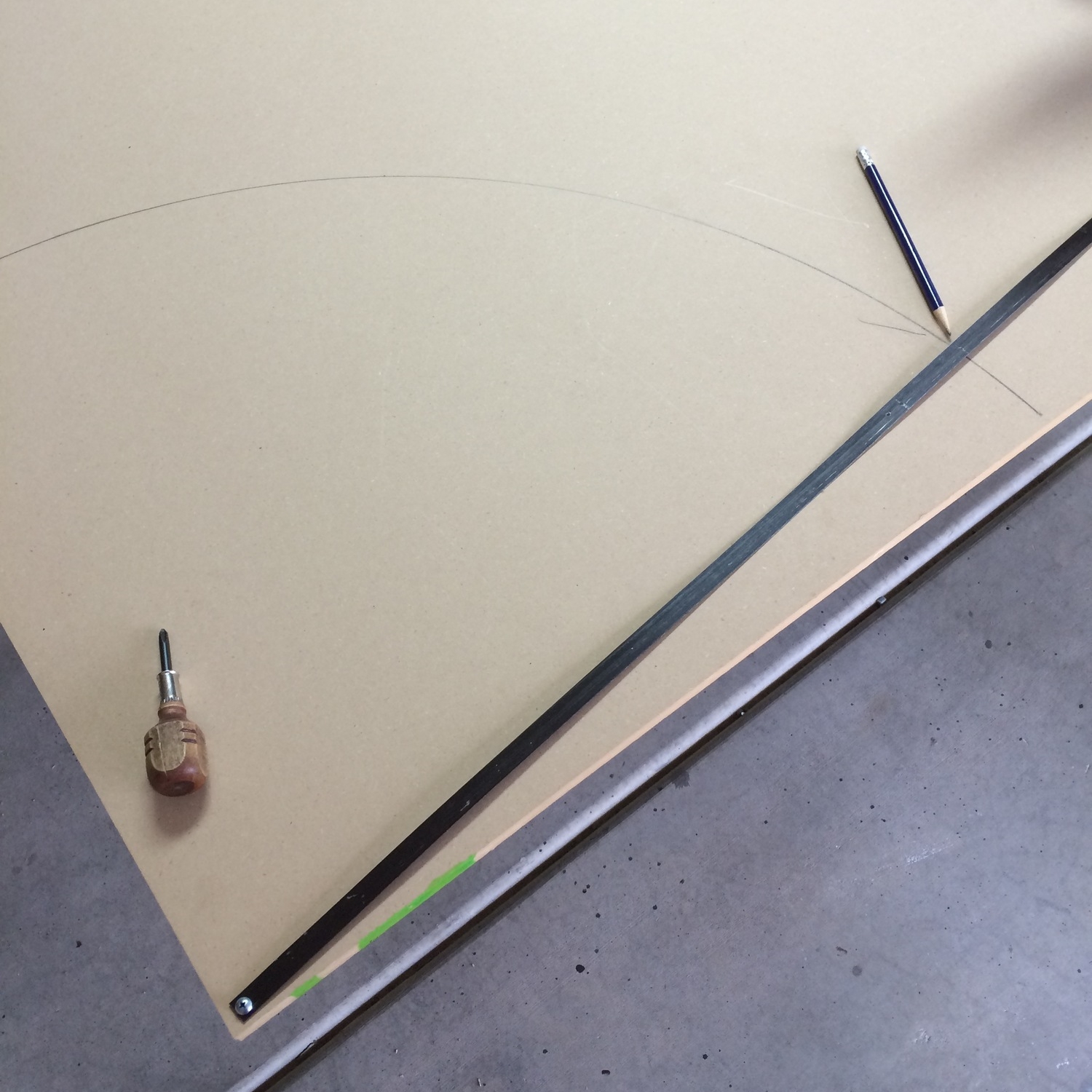 Marking cut marks on rescued cork board from office