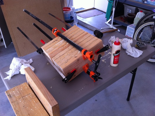 Laminating 2x6 pieces of pine for the ring master mold