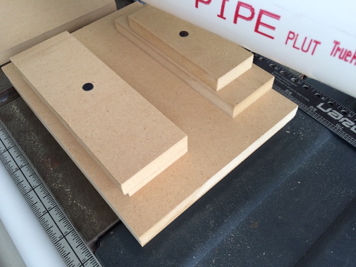 Another view of scrap MDF pipe holder for drill press